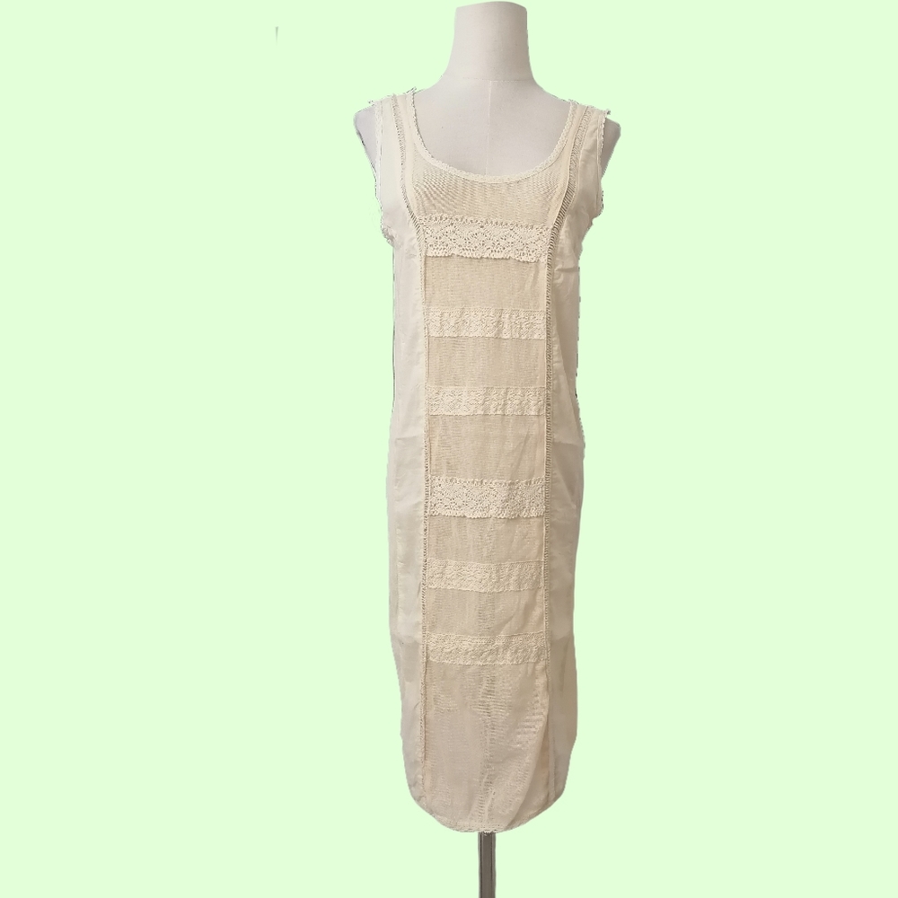 - fits: S/M, beige cotton lace tank mididress